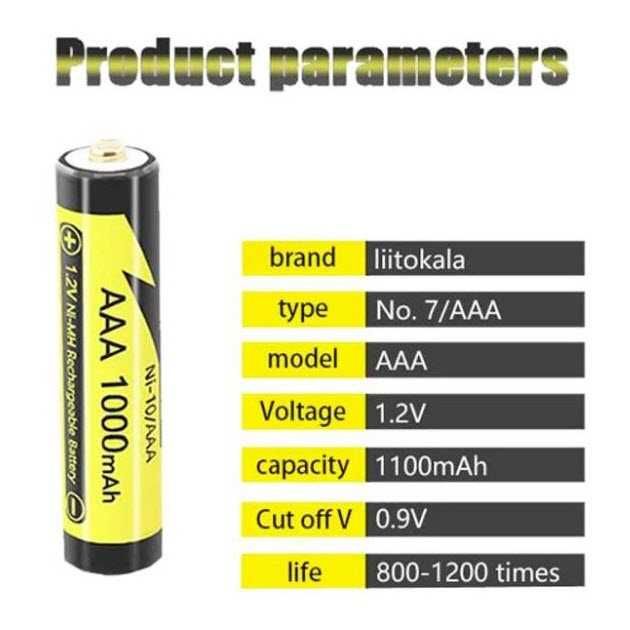 Аккумулятор мини пальчиковый ААА NI-MH 1000mah 1.2V Liitokala