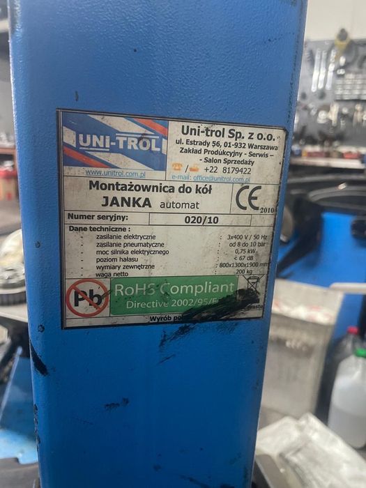 Wulkanizacja Montażownica UNI-TROL JANKA Wyważarka TROLL 2212