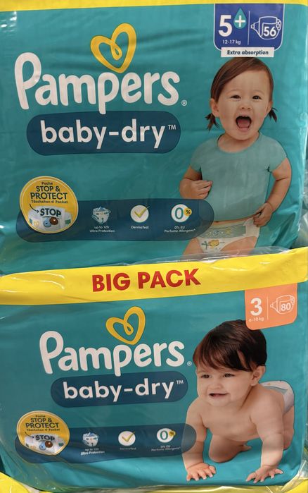 памперси Pampers baby dry 2,3,4,5,6