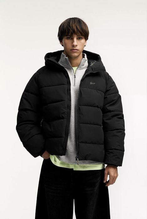 Куртка Pull&Bear Puffer Jacket Оригінал Зимова Мужская Черная Пуховик