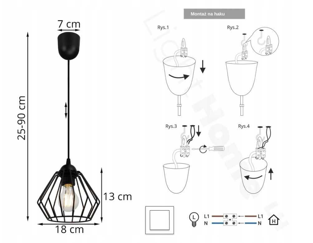 Loftowa LAMPA wisząca diament edison retro