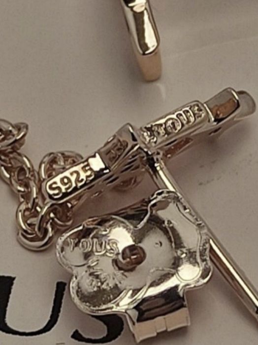 Kolczyki z misiem różowe srebro vermeil 925 z szafirami i rubinami