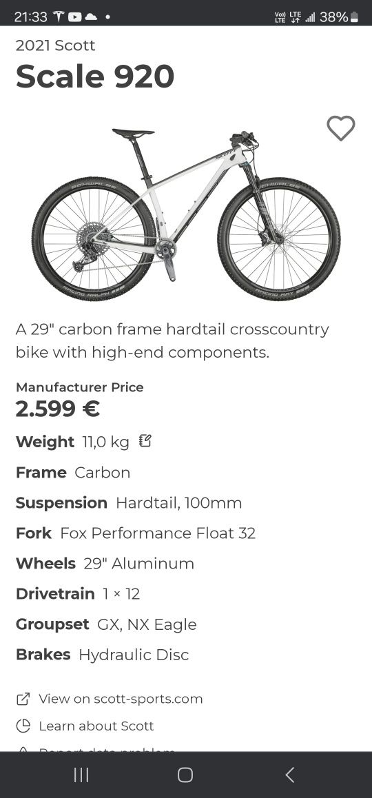 Scott Scale 920 Carbon Fox