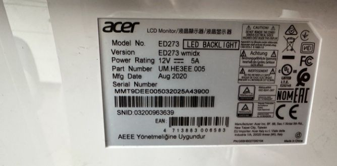 Monitor Acer zakrzywiony 27