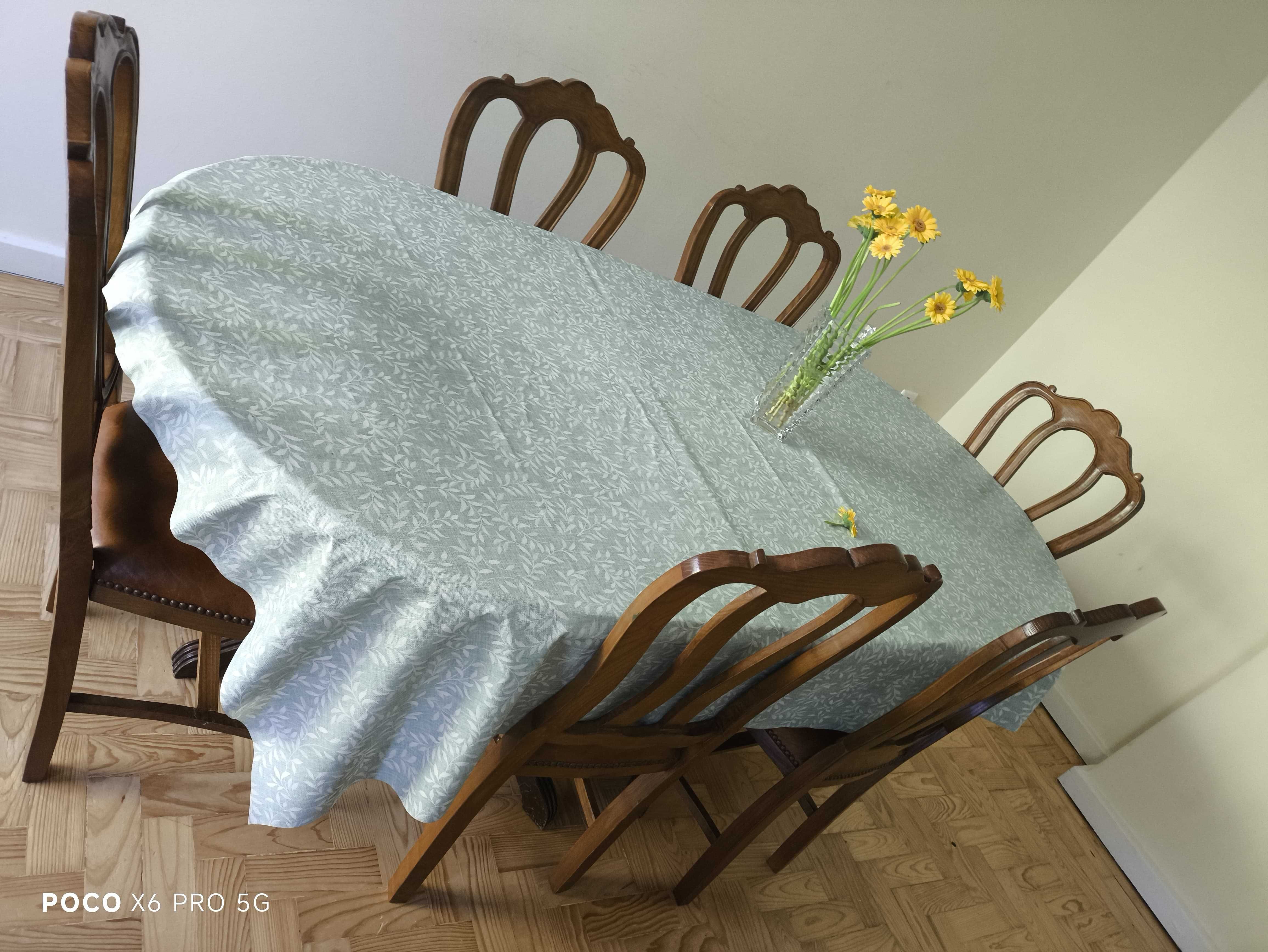Mesa de jantar com 6 cadeiras acolchoadas