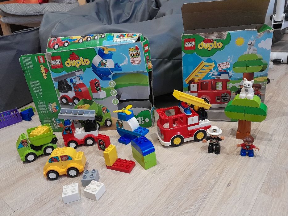 Zestaw samochodow duplo i straz pozarna.  Gra