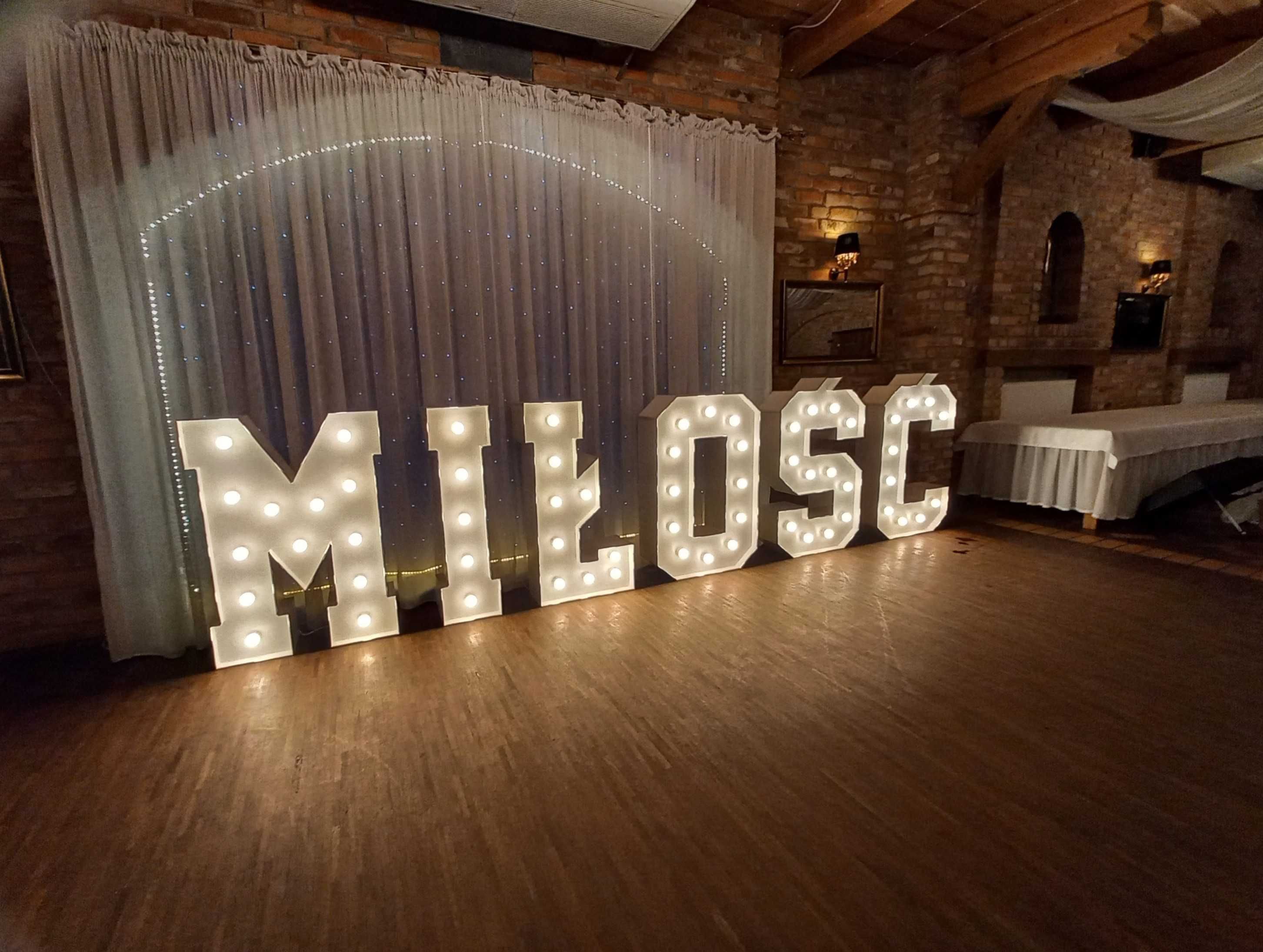 Napis na wesele LOVE MIŁOŚĆ KOCHAM SERCE atrakcja dekoracje