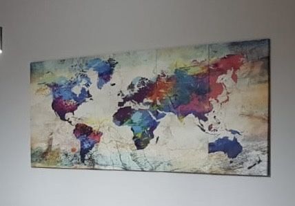 Obraz kolorowa mapa świata 220cm x 88cm