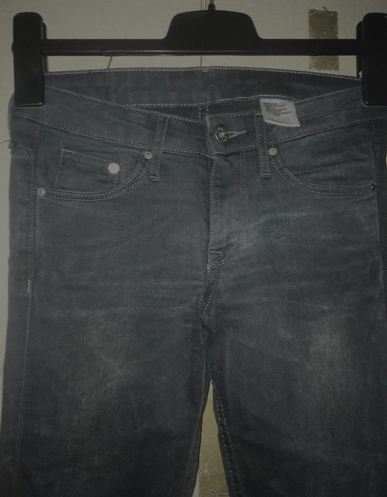 Szare Spodnie Dżinsy Rurki Jeansy Skinny H&M. Nowe. Xs