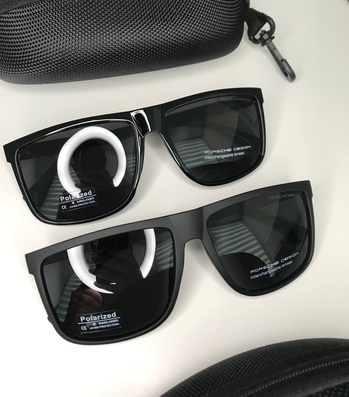 Мужские солнцезащитные очки Porsche design Polarized черные глянцевые