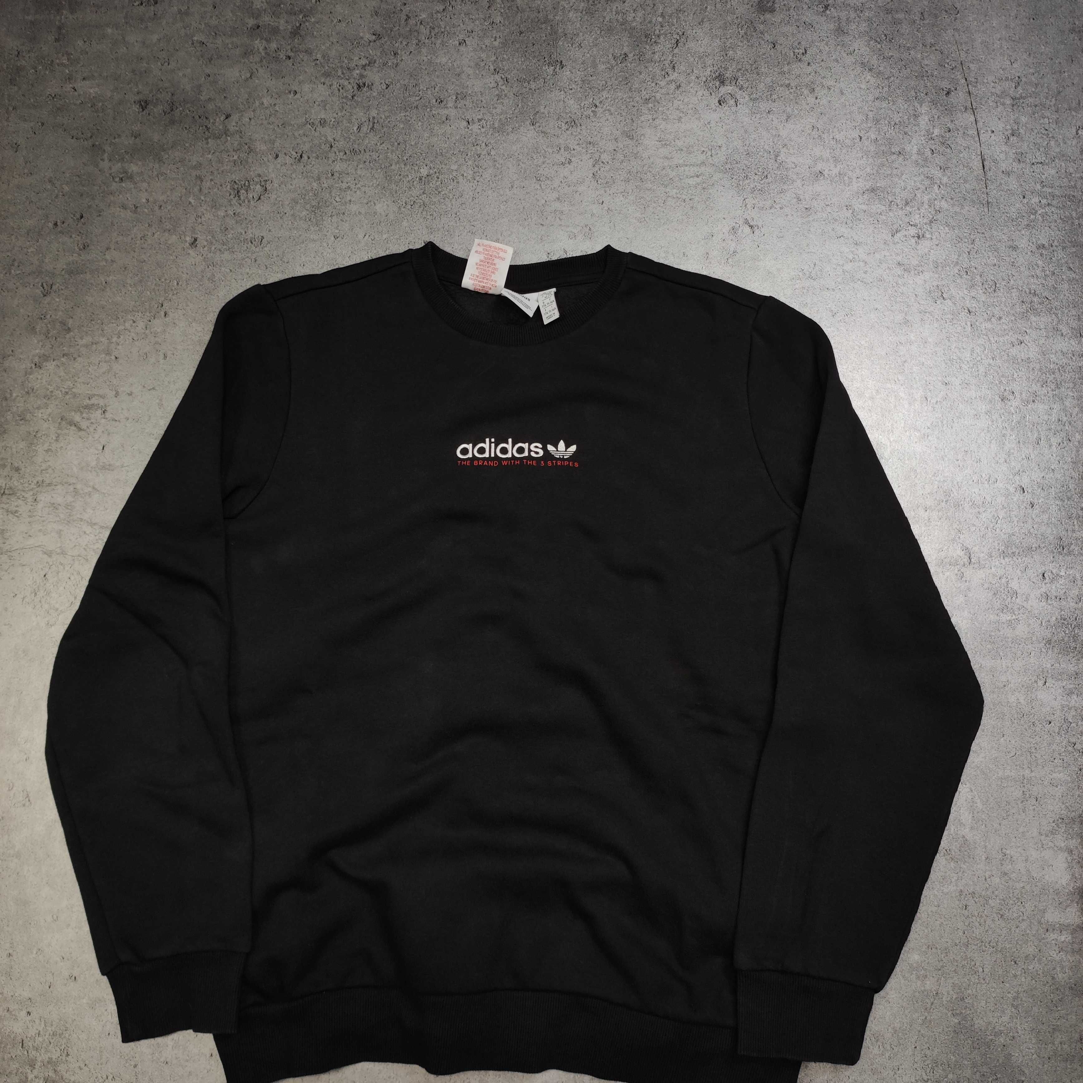 MĘSKA Bluza Czarna Casual Bawełna Adidas Haftowane Logo Originals
