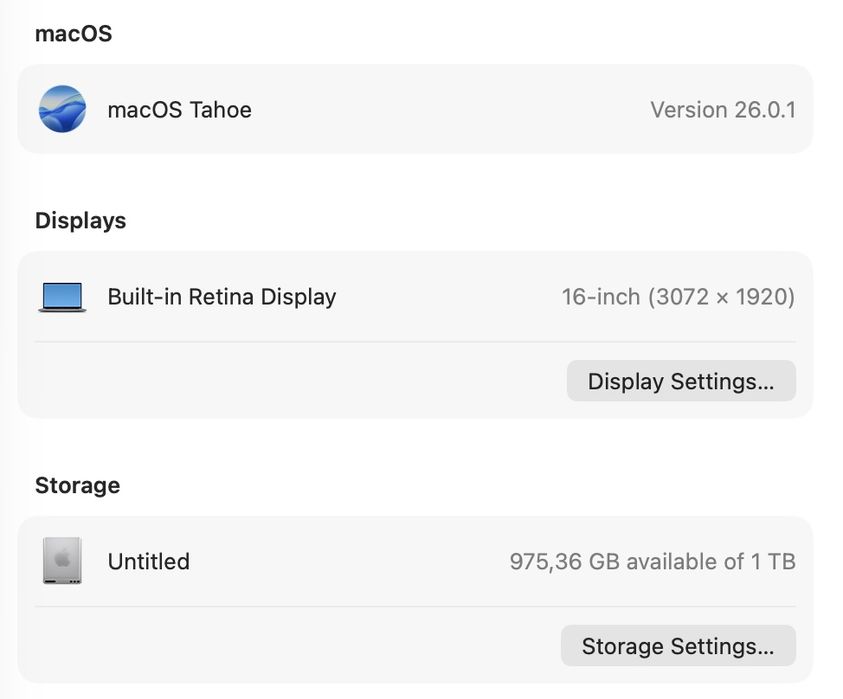 MacBook Pro 16 2019 8-Core i9 16GB 1TB Radeon 5500 4Gb 81%
