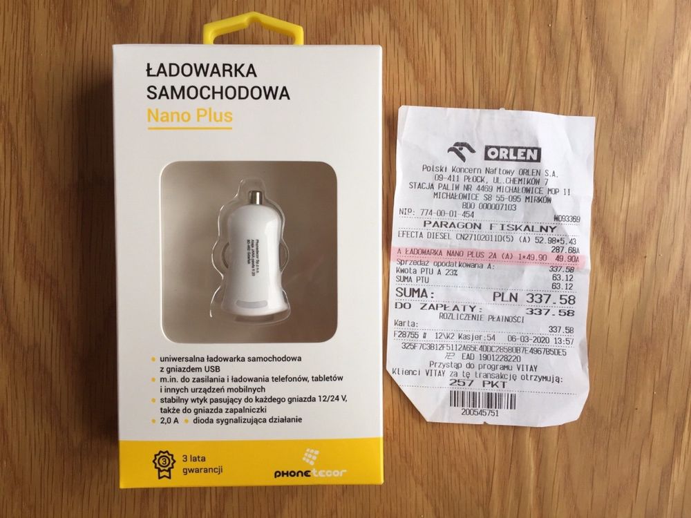 Ładowarka samochodowa USB 3 lata gwarancji