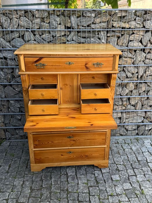 Sekretarzyk sosnowy Sekretera szyfoniera biurko z blatem stary