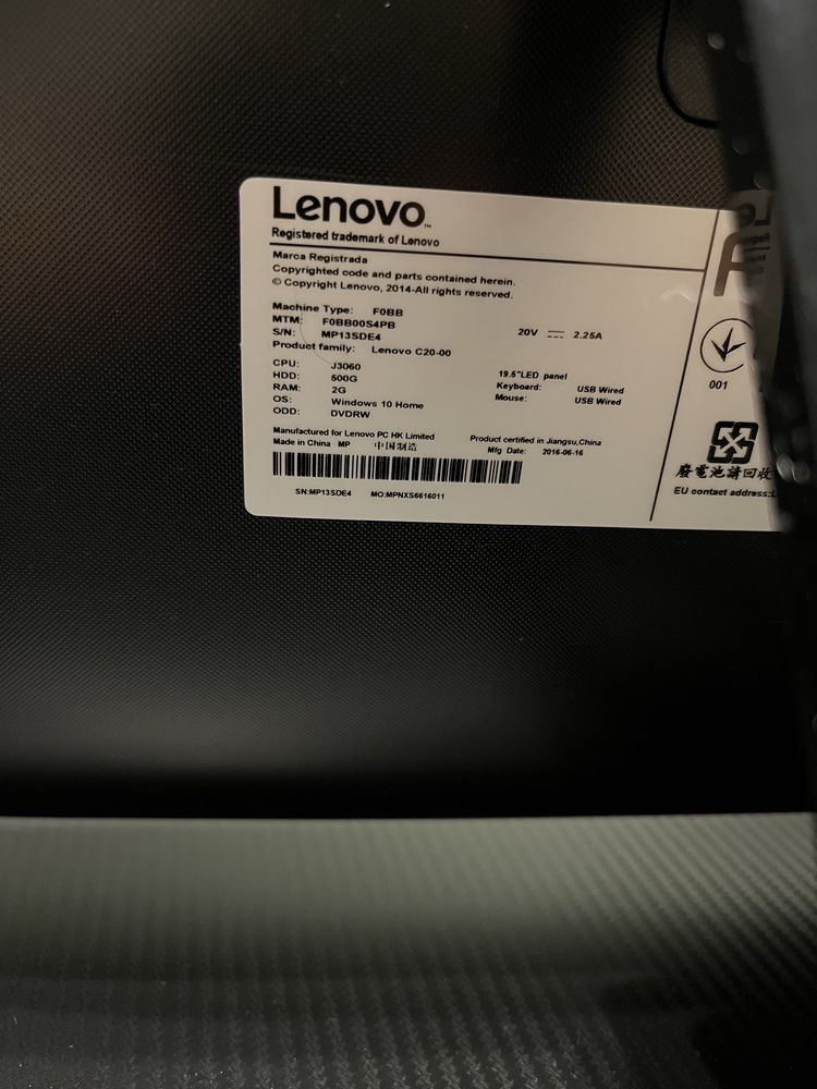 Komputer Lenovo C20-00 19,5 SSD 256gb AiO