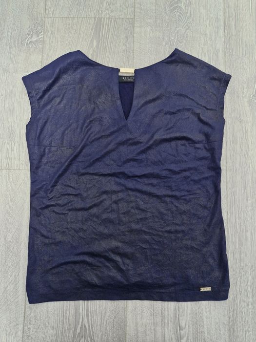 MOHITO bluzka damska w kolorze granatowym ze złotym połyskiem