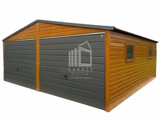 GARAŻ BLASZANY 6x6 dwuspad 2x Brama drzwi 2x okno drewnopodobny ID203