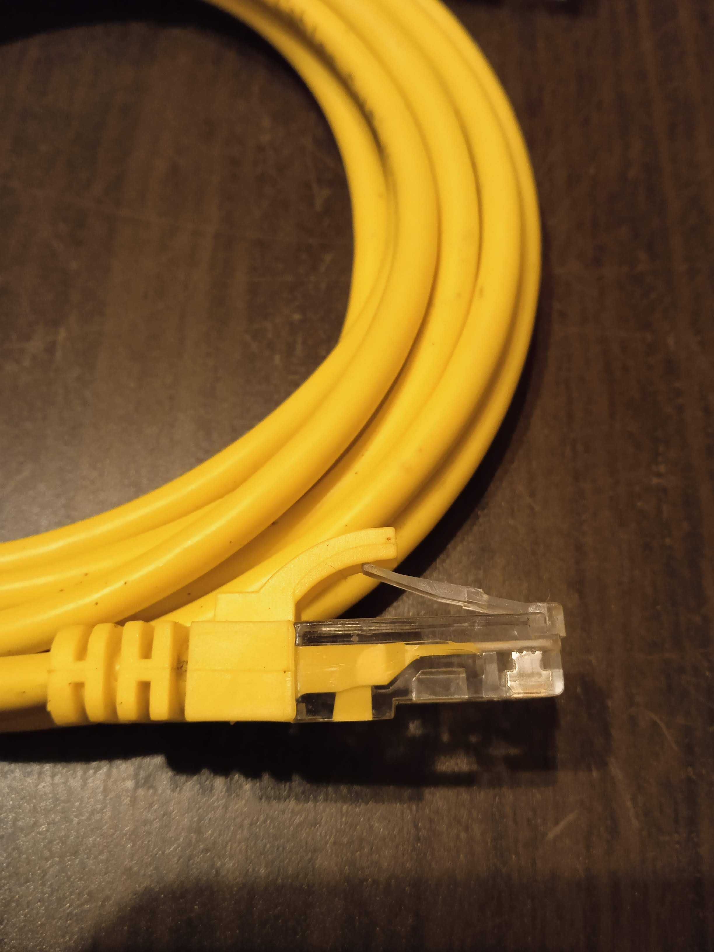 400x Kabel żółty, bialy Patch Cord RJ 45, Cat 5e, UTP 0,5 1m 1,5 2m