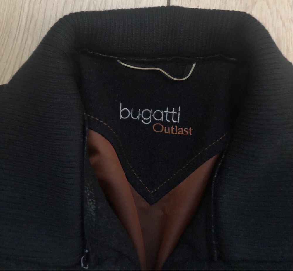 Czarny wełniany płaszcz z domieszką kaszmiru Bugatti Outlast XXL