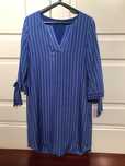 vestido azulão às riscas brancas em seda MASSIMO DUTTI  38