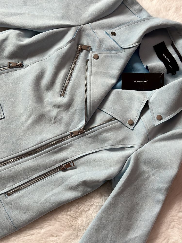 Vero moda косуха куртка замшева М голуба