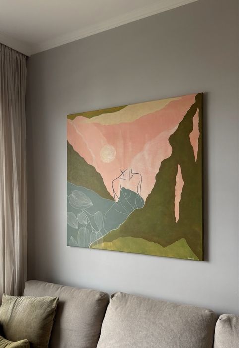 Duży obraz abstrakcyjny 100x100 cm – unikat, ręcznie malowany