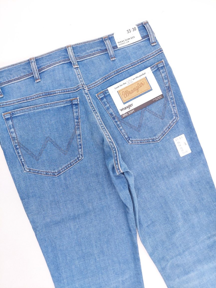 Nowe Wrangler Texas Slim 33/30 jasne porządny Jeans spodnie męskie