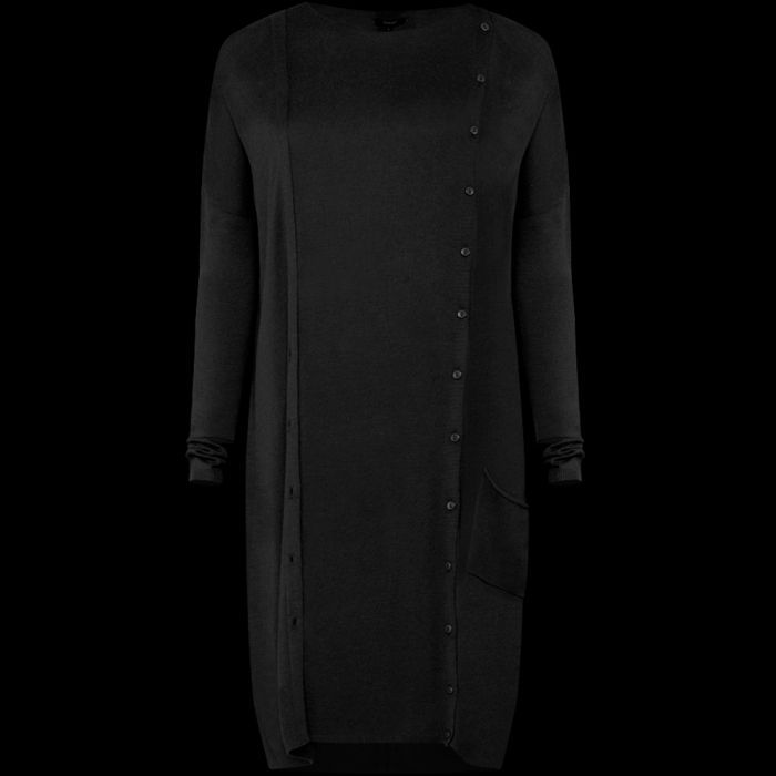 Solar tunika 36 kardigan sweter czarna na guziki sukienka