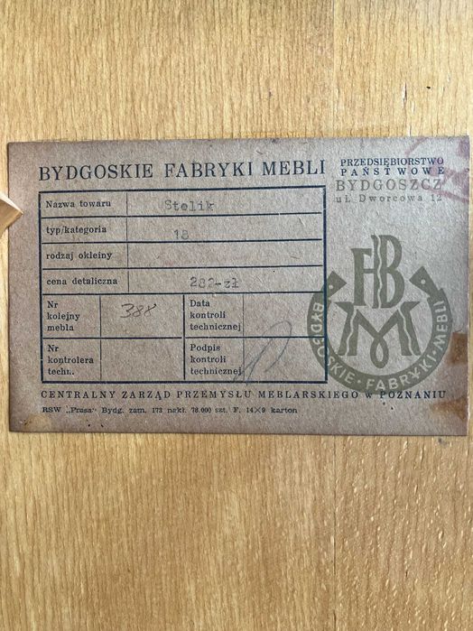 Stolik patyczak stan prawie idealny Bydgoskie Fabryki Mebli
