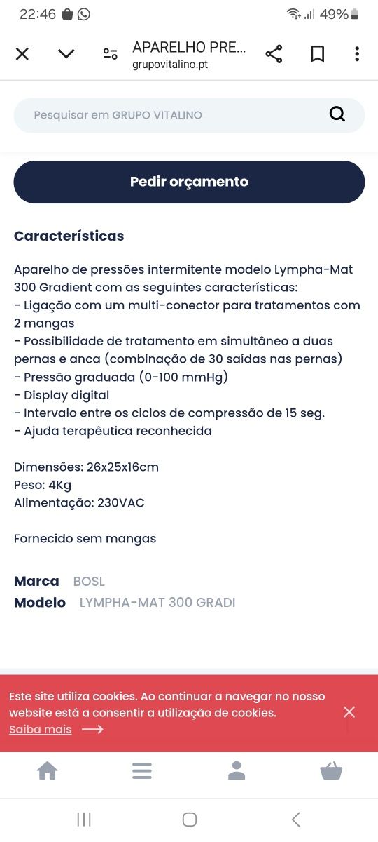 Maquina pressoterapia Lympha-mat