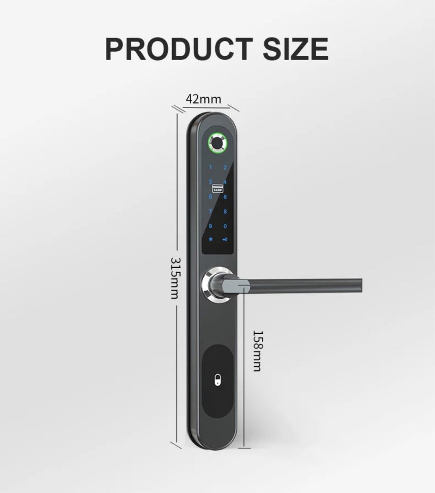 SMART TTLOCK Slim, біометричний, код, карточка, телефон