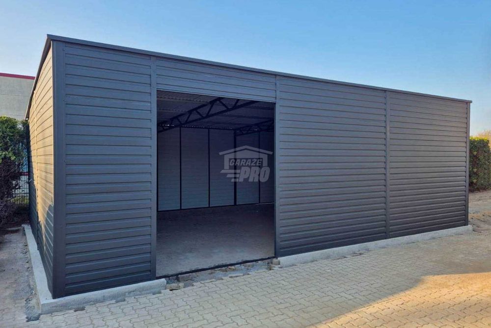 Garaż blaszany - hala magazynowa 9x6m - Otwórdach spad w tył GP571