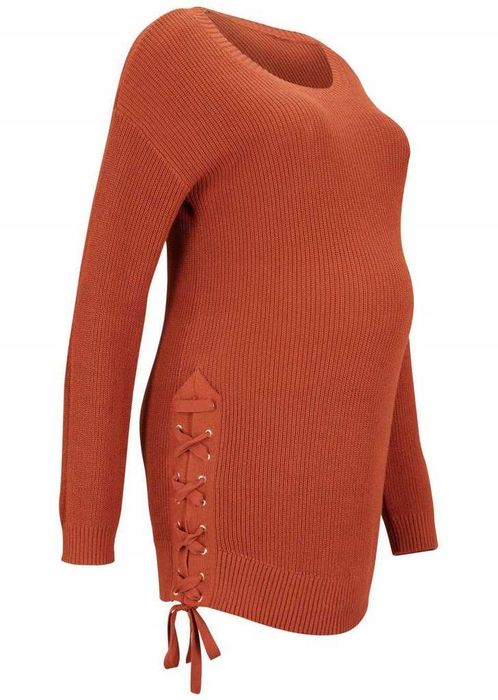 Ciążowa tunika sweter, wiązane boki bawełna 36/38