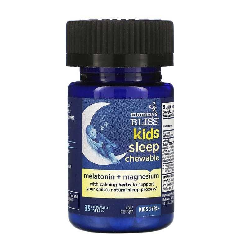 Mommy's Bliss детские жевательные таблетки для сна мелатонин и магний
