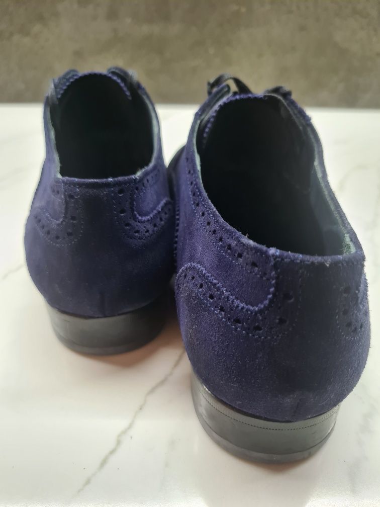 Sapatos oxford camurça azul escura 41