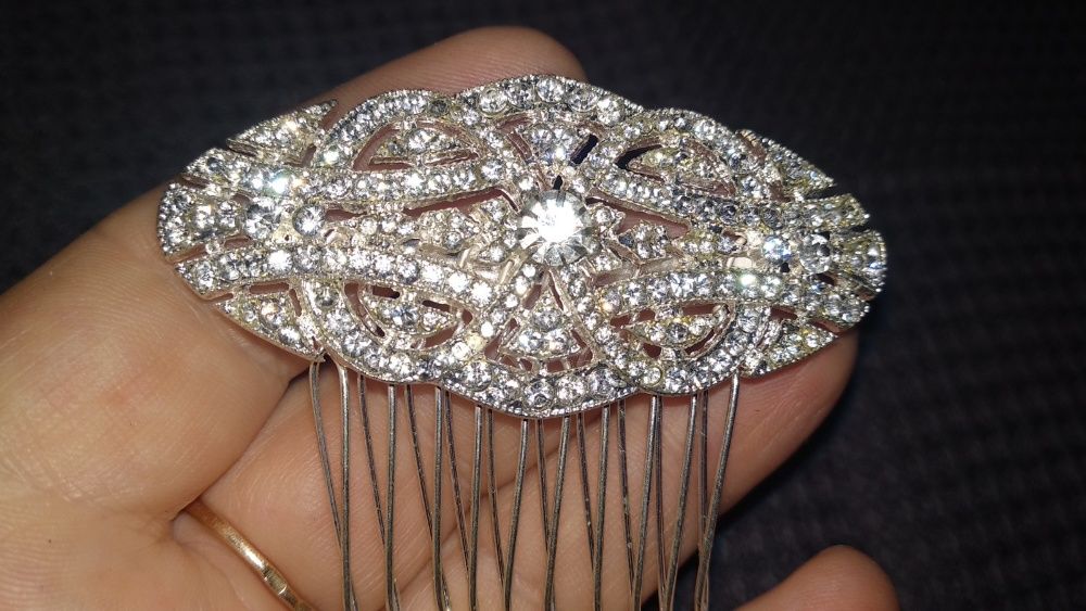 свадебная заколка для прически камни сверкает гребень овал шпилька