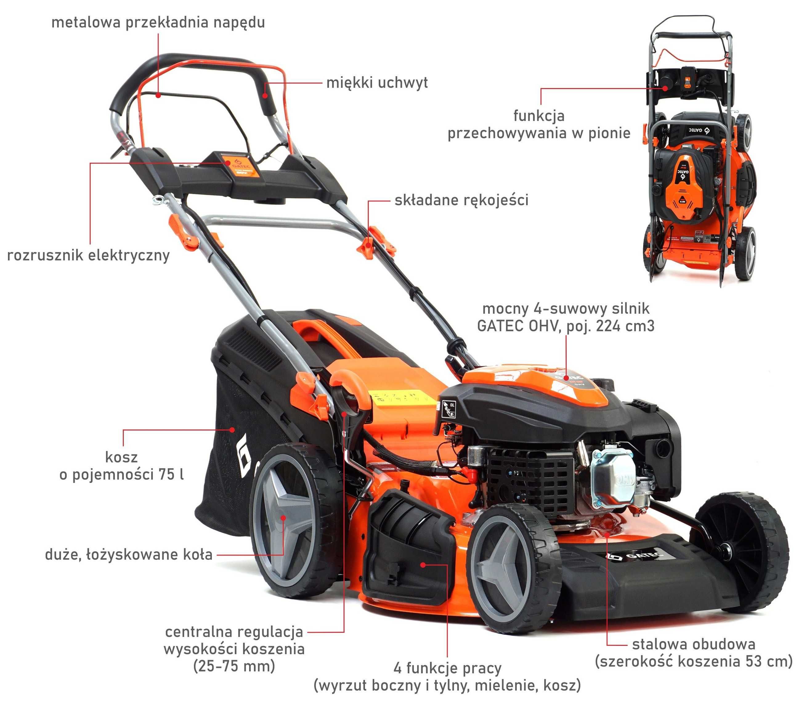 Kosiarka spalinowa z napędem i rozrusznikiem 53 cm /GATEC GT 153 NE KS