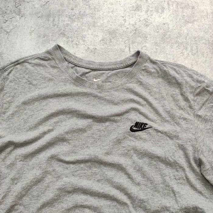 MĘSKA Koszulka Szara Bawełna Haft Logo Nike Casual Klasyczna Sportowa