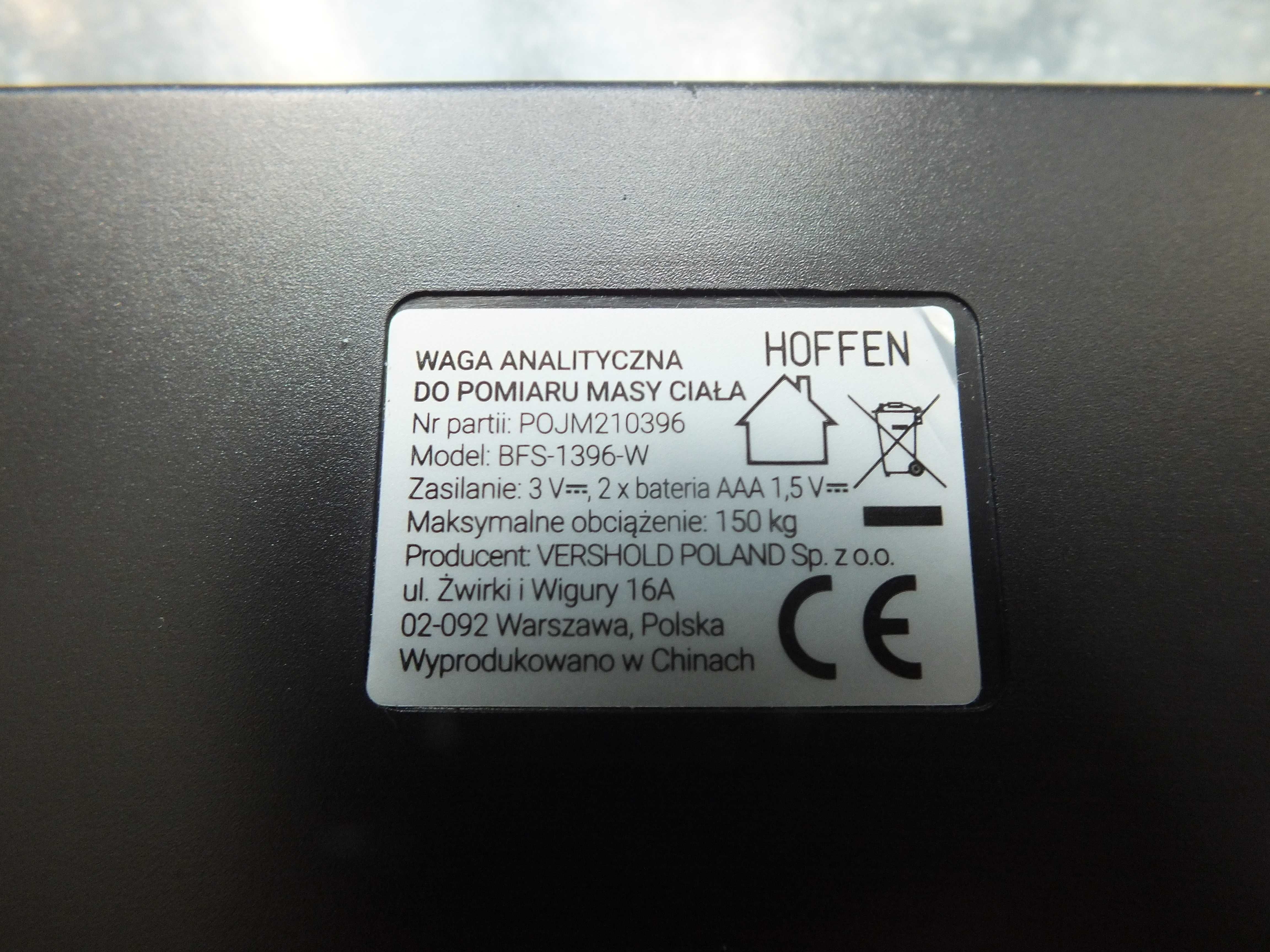 waga łazienkowa analityczna elektroniczna HOFFEN szklana 30x30cm OPIS