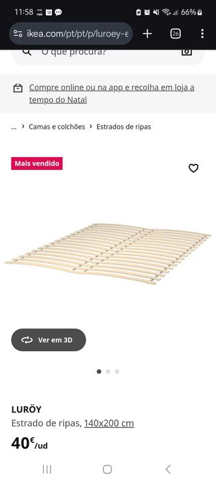 Cama de Madeira Ikea (140×200cm)