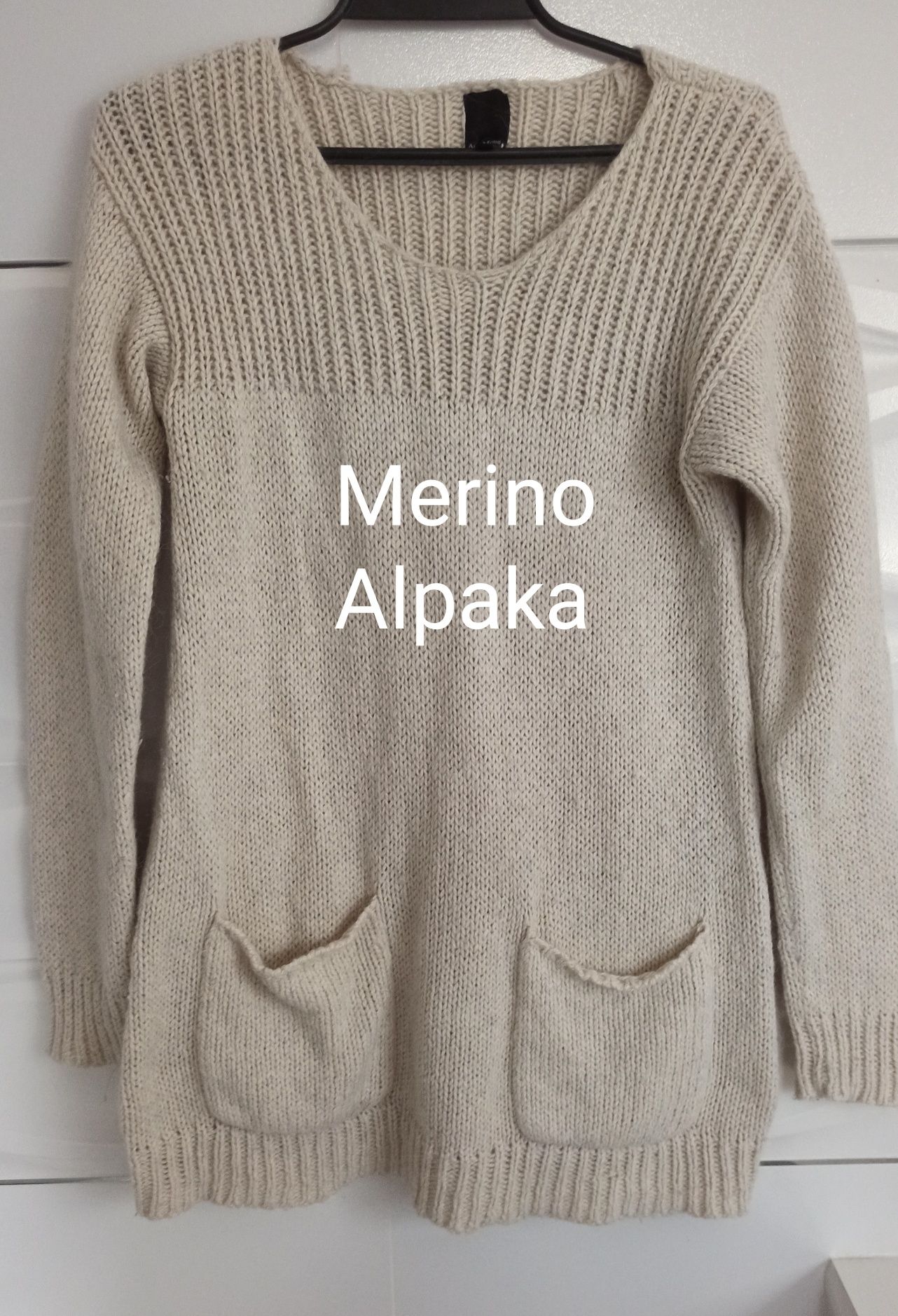 Sweter z wełny Merino i alpaki. Roz M