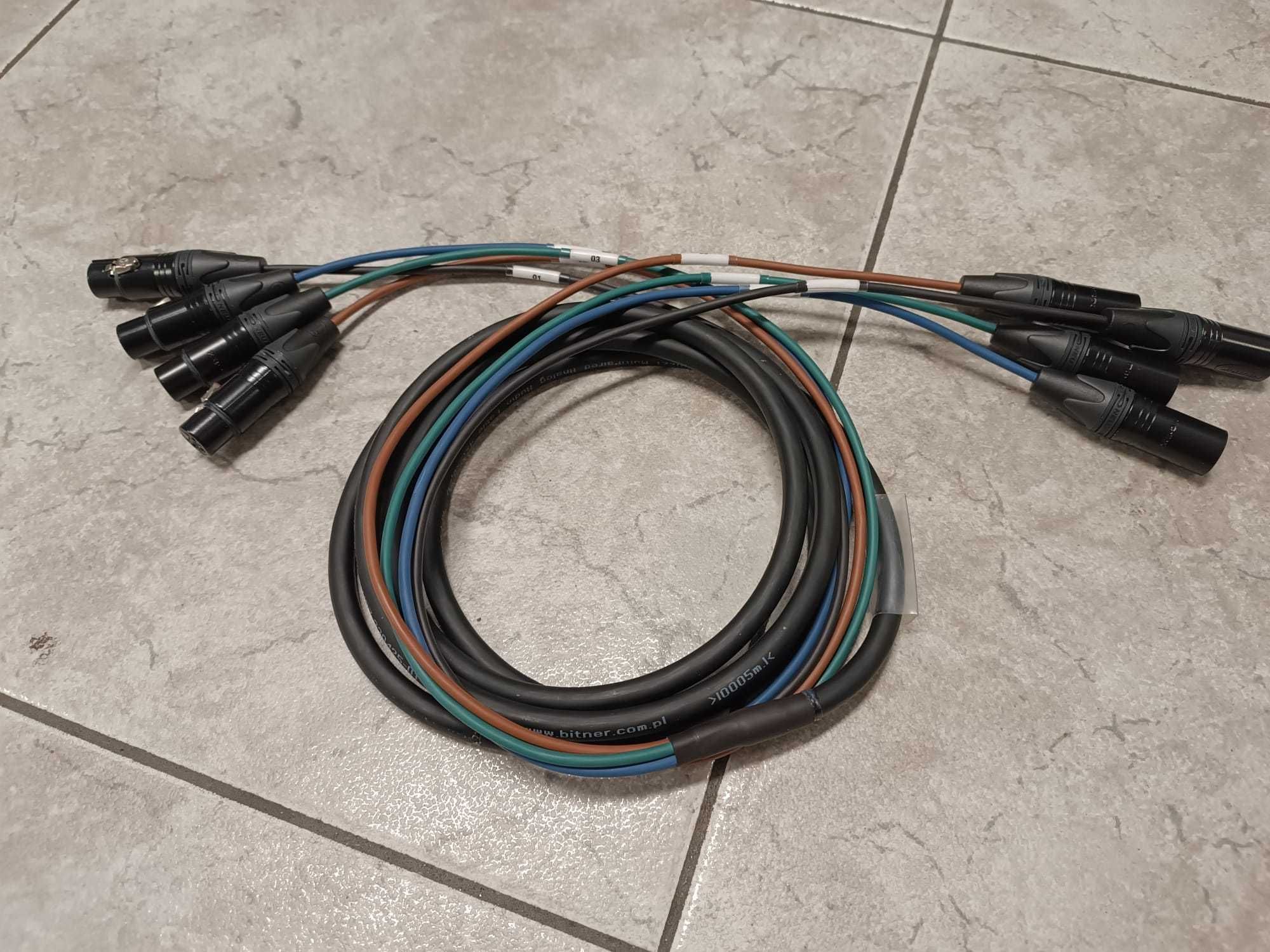 Kabel wieloparowy multicore audio 4x XLR symetryczne multipara neutrik