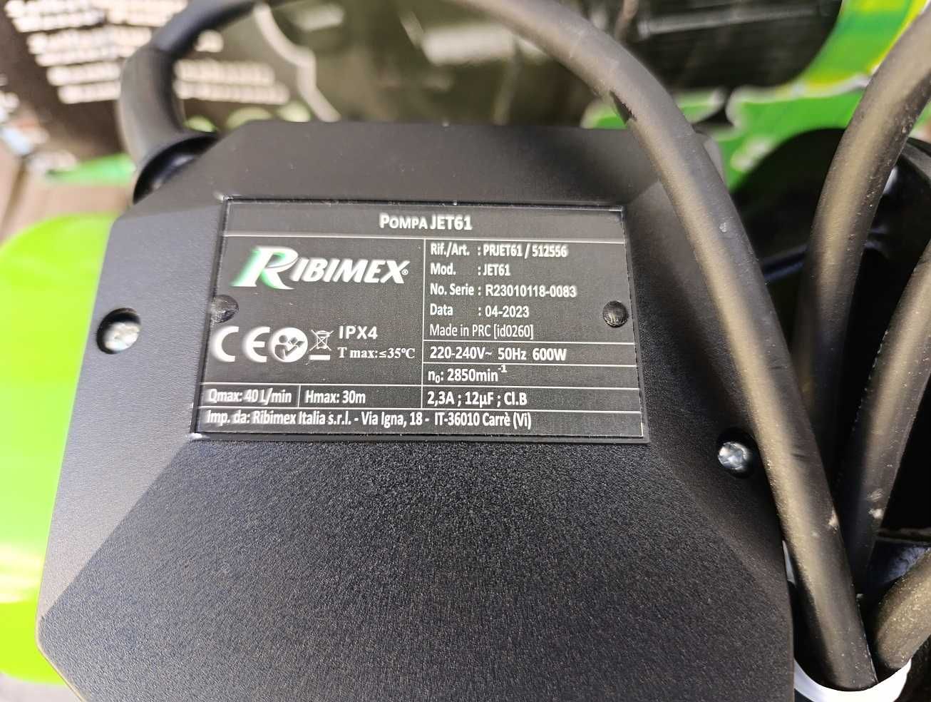Pompa powierzchniowa Ribimex JET61 600W 240l/h obudowa żeliwna, Nowa