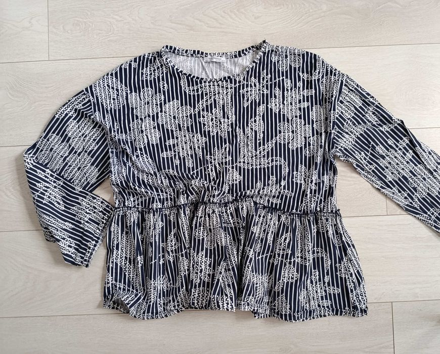 Bawełniana bluzka w paski Zara z baskinką