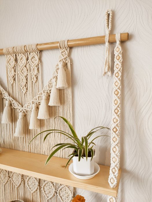 Настінна поличка (панно, подарунок, Макраме, декор, бохо, ручна робота