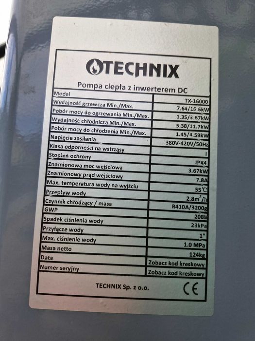 pompa ciepła 16 kw Technix