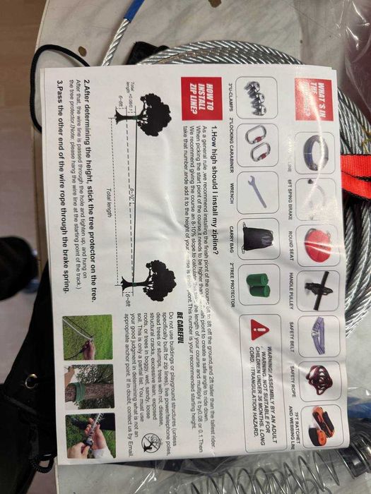 Wytrzymała Tyrolka Dla Dzieci Z Siedziskiem 120kg 30m