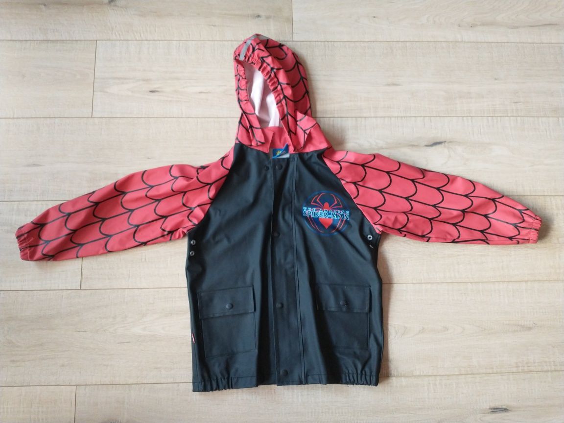 Kurtka przeciwdeszczowa chłopięca płaszcz Spiderman rozmiar 122/128