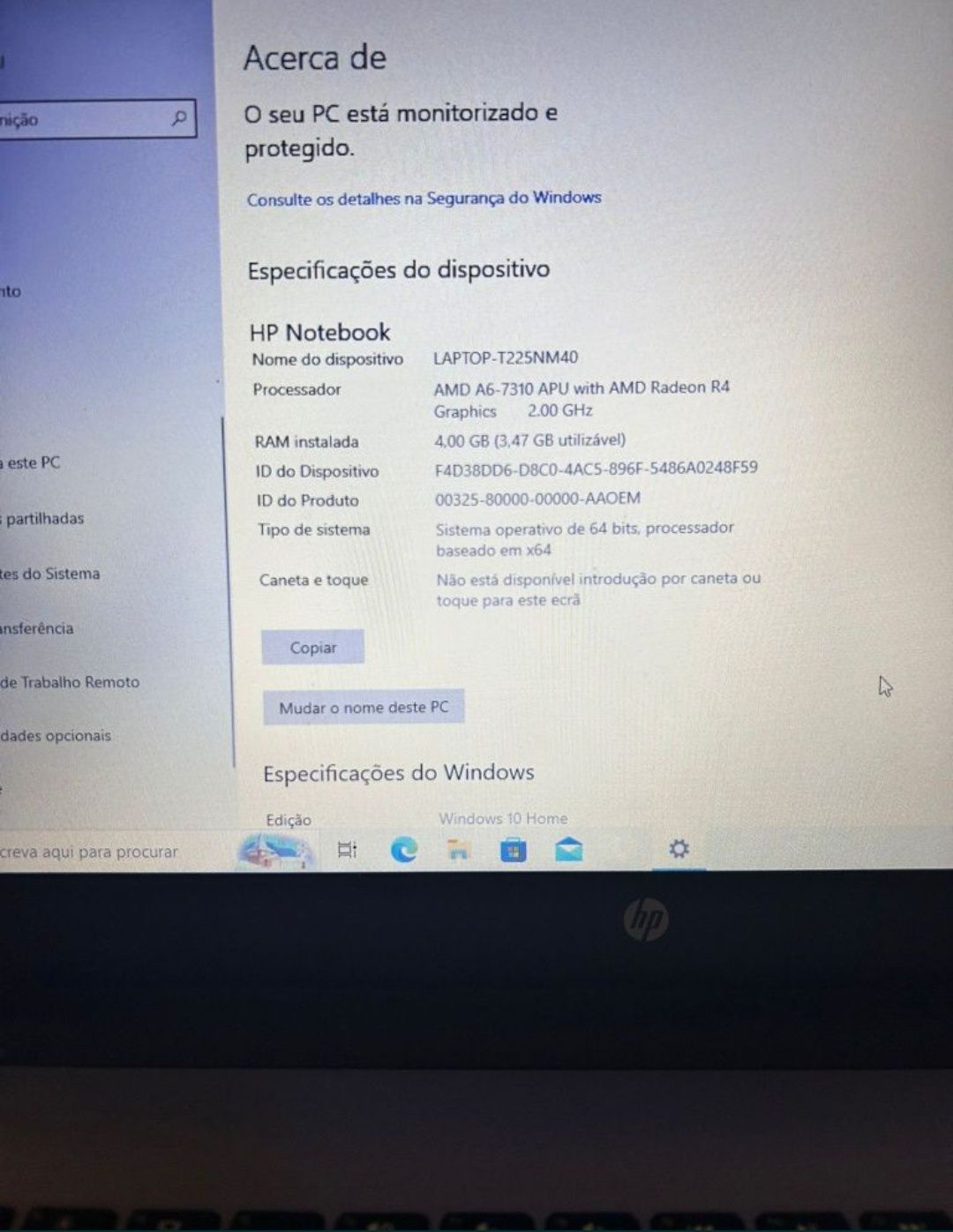Portatil HP 4Gb Disco 500BG