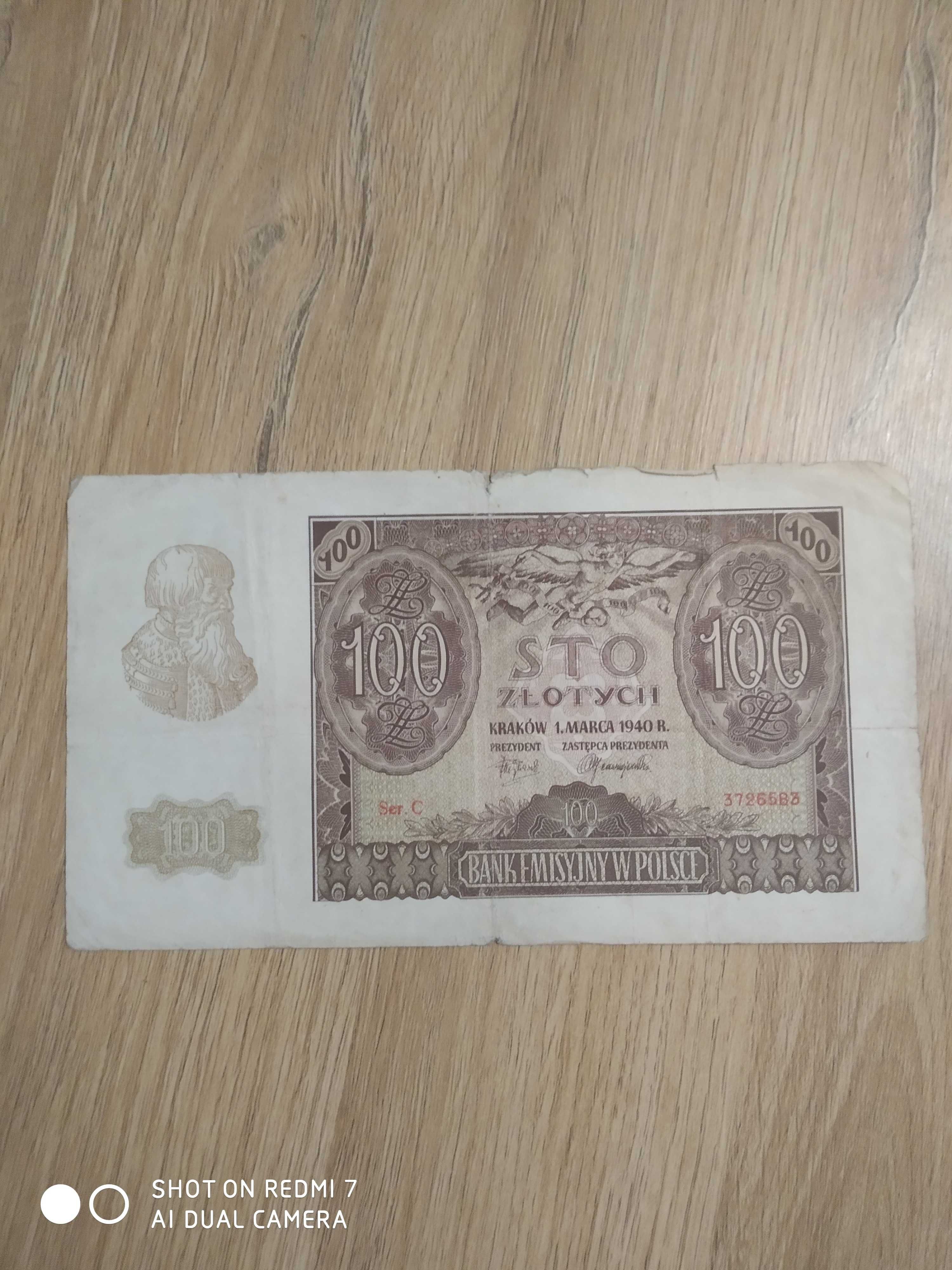 100 zloty. Kraków 1940